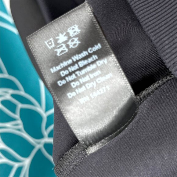 ULTRACOR SHORT SLEEVE TEAL FLORAL PRINT ON BLACK TOP M - Picture 5 of 7